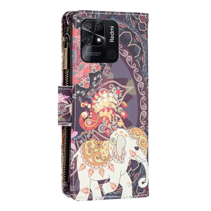 Housse Xiaomi Redmi 10C Poche Zippée Éléphant