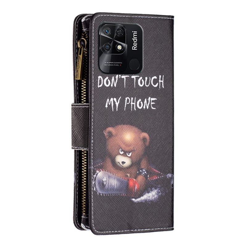 Housse Xiaomi Redmi 10C Poche Zippée Ours Dangereux