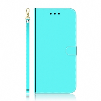 Housse Xiaomi Redmi 10C Simili Cuir Miroir avec Lanière