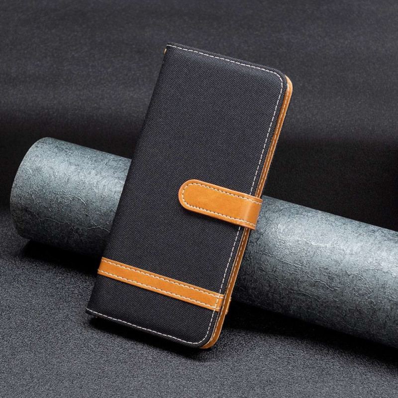 Housse Xiaomi Redmi 10C Tissu et Effet Cuir à Lanière