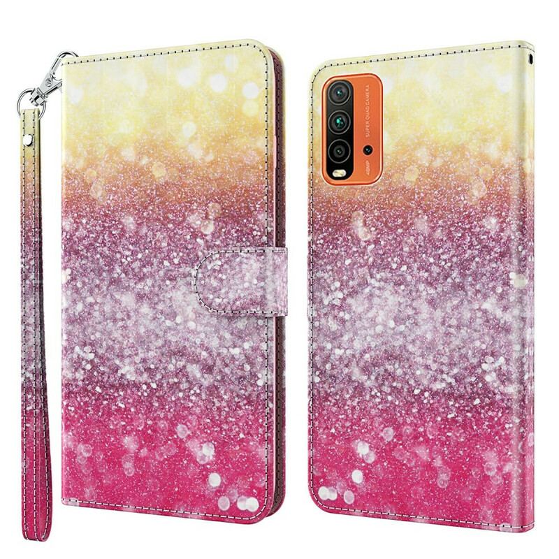 Housse Xiaomi Redmi 9T Dégradé Paillettes Magenta