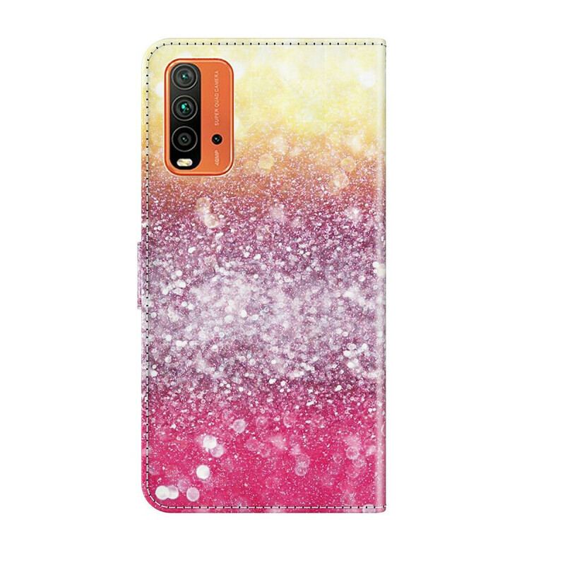 Housse Xiaomi Redmi 9T Dégradé Paillettes Magenta