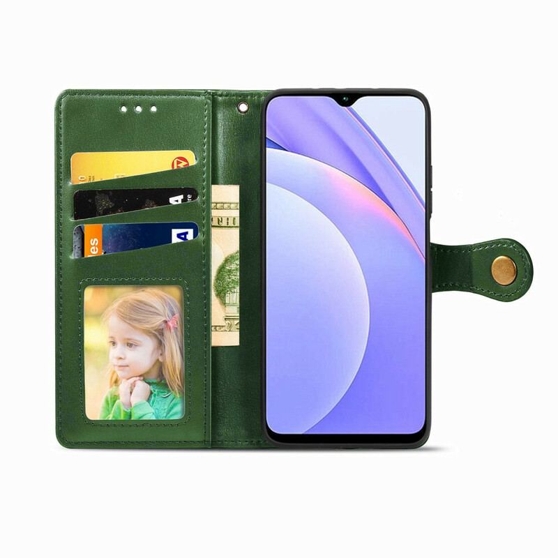 Housse Xiaomi Redmi 9T Simili Cuir et Fermoir Vintage