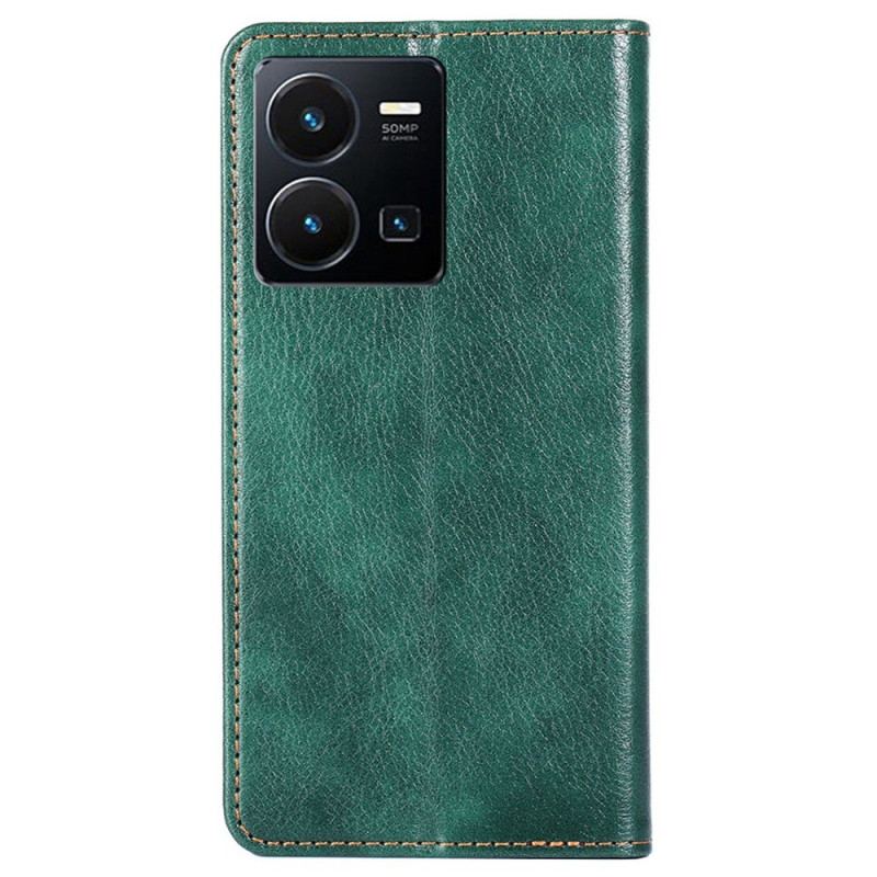 Flip Cover Vivo Y35 / Y22s Simili Cuir Coutures