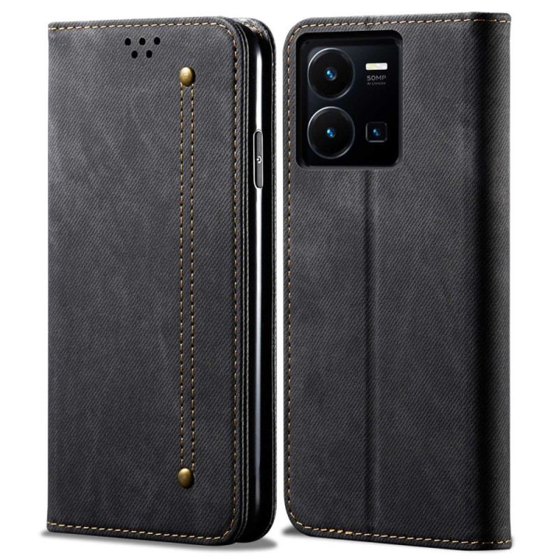 Flip Cover Vivo Y35 / Y22s Tissu Jeans