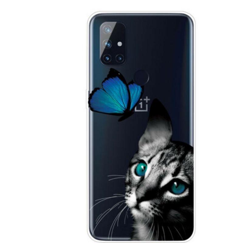 Coque OnePlus Nord N10 Chat et Papillon