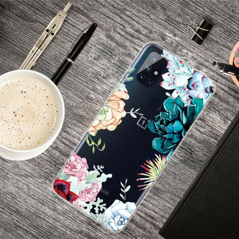 Coque OnePlus Nord N10 Transparente Fleurs Aquarelle