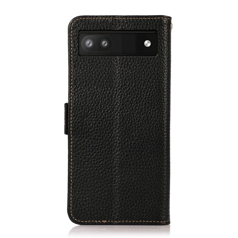 Housse Google Pixel 6A Cuir Litchi KHAZNEH Protection RFID