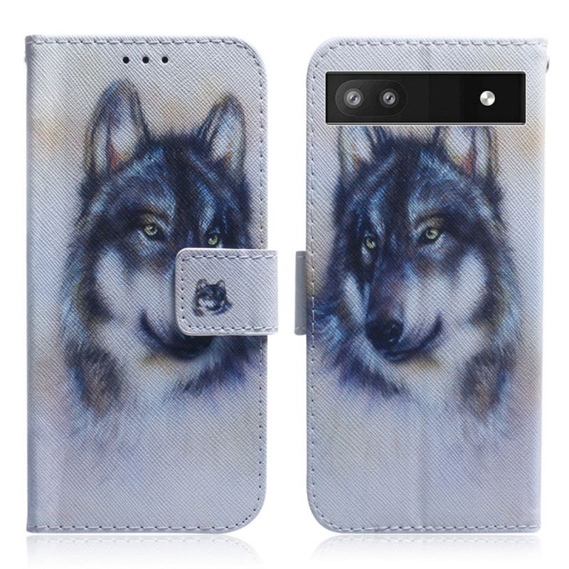 Housse Google Pixel 6A Loup Aquarelle