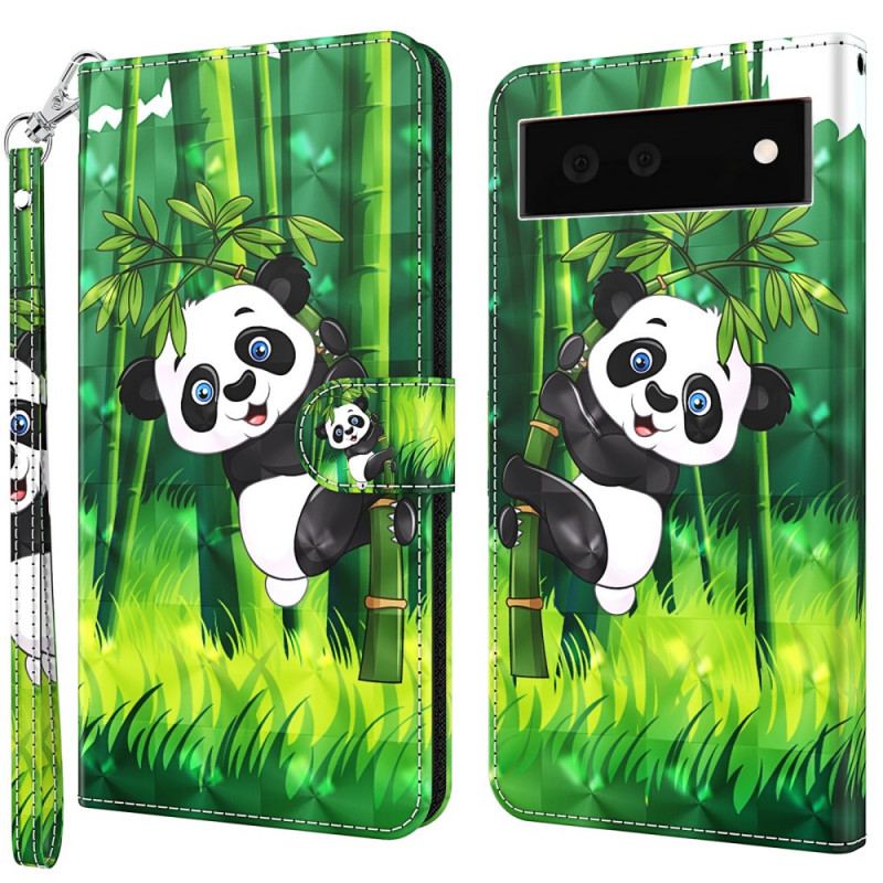 Housse Google Pixel 6A Panda à Lanière