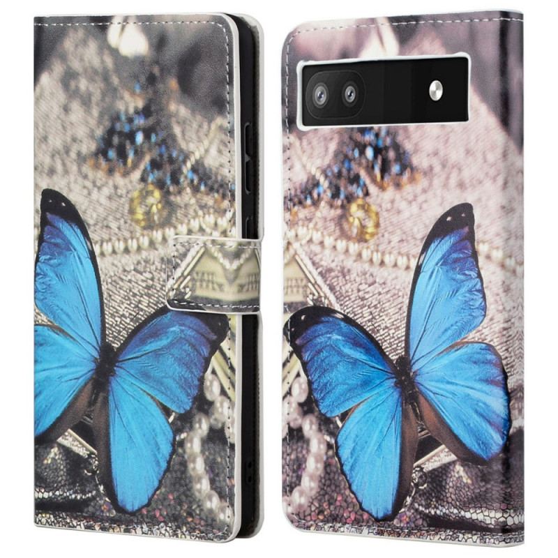 Housse Google Pixel 6A Papillon Bleu