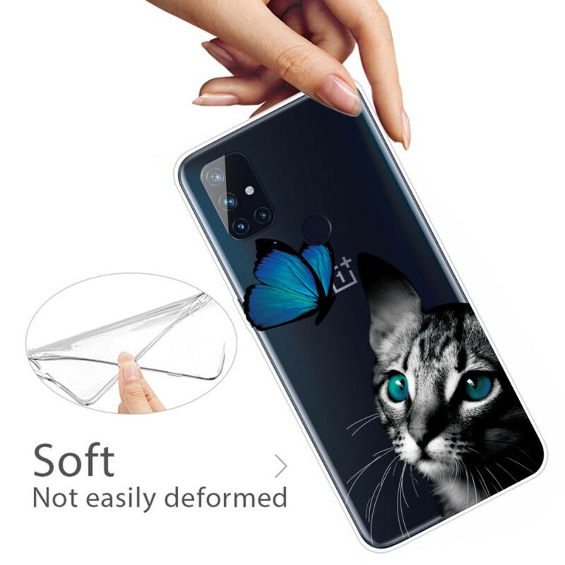 Coque OnePlus Nord N100 Chat et Papillon