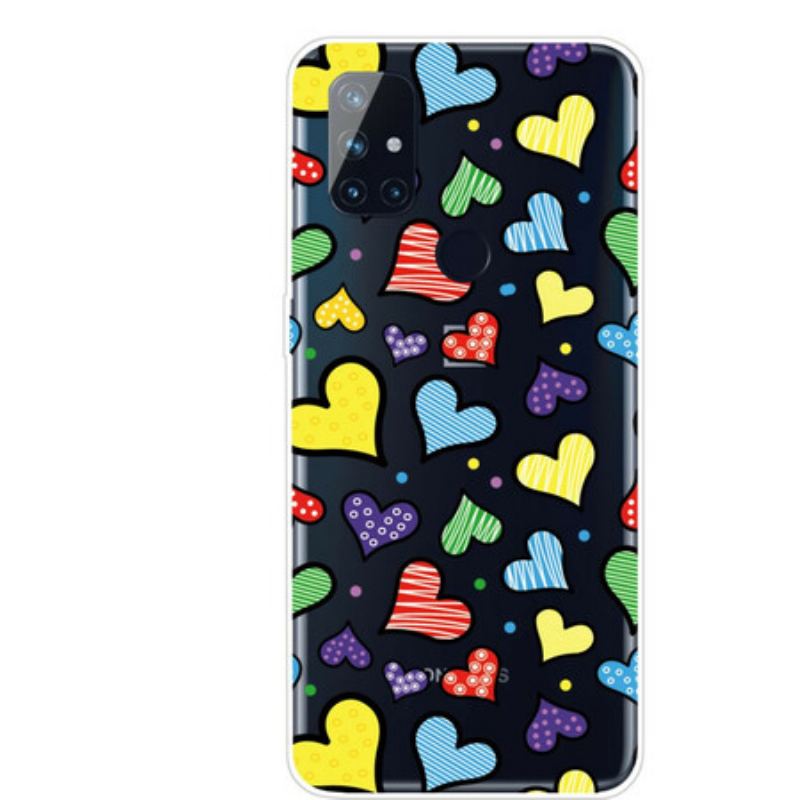 Coque OnePlus Nord N100 Coeurs Multicolores