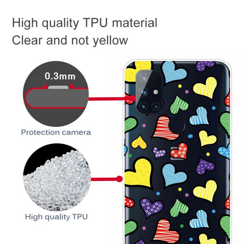 Coque OnePlus Nord N100 Coeurs Multicolores