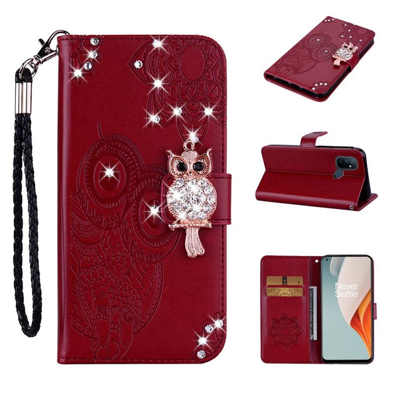 Housse OnePlus Nord N100 Hibou Mandala et Breloque