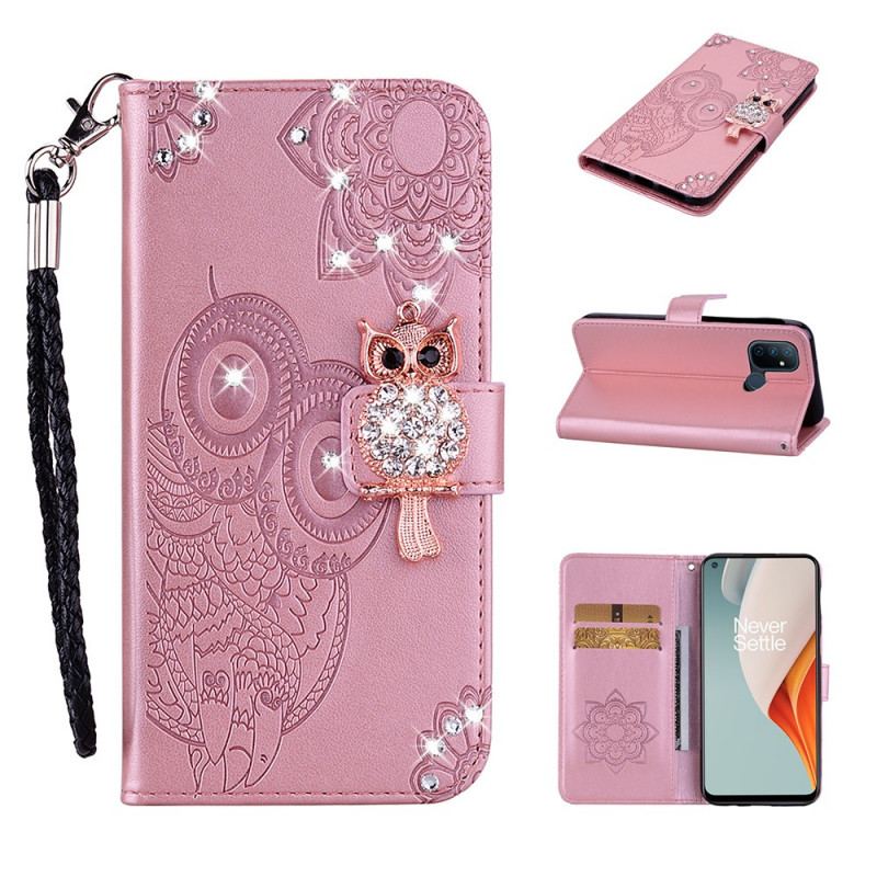 Housse OnePlus Nord N100 Hibou Mandala et Breloque