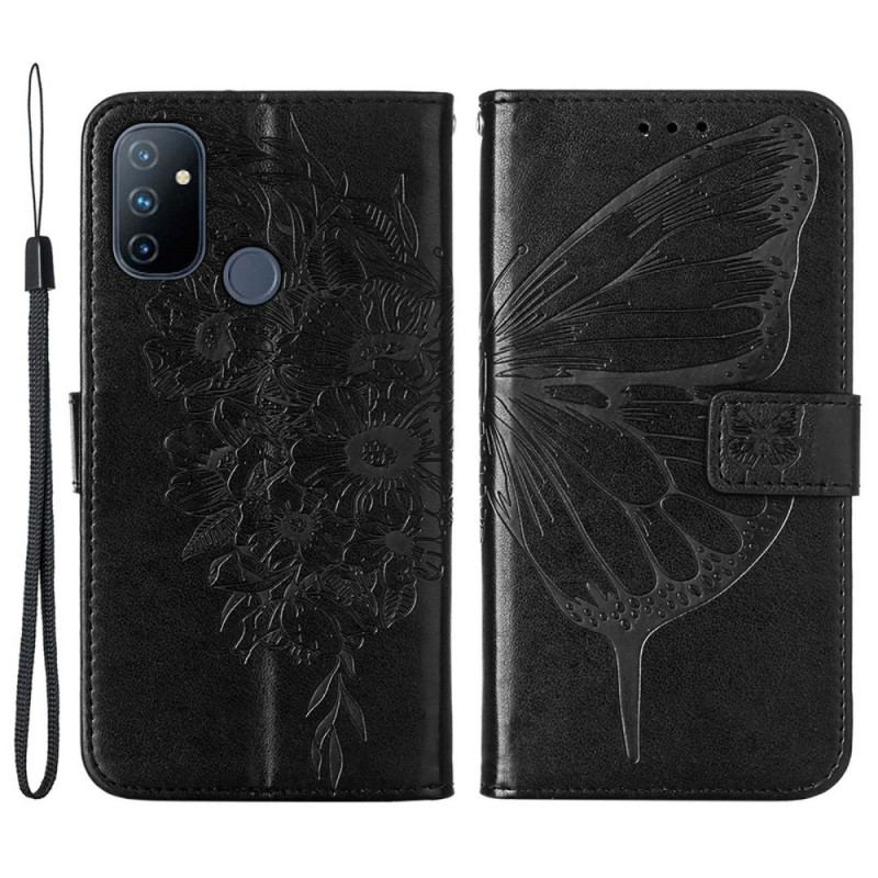 Housse OnePlus Nord N100 Papillon Design à Lanière