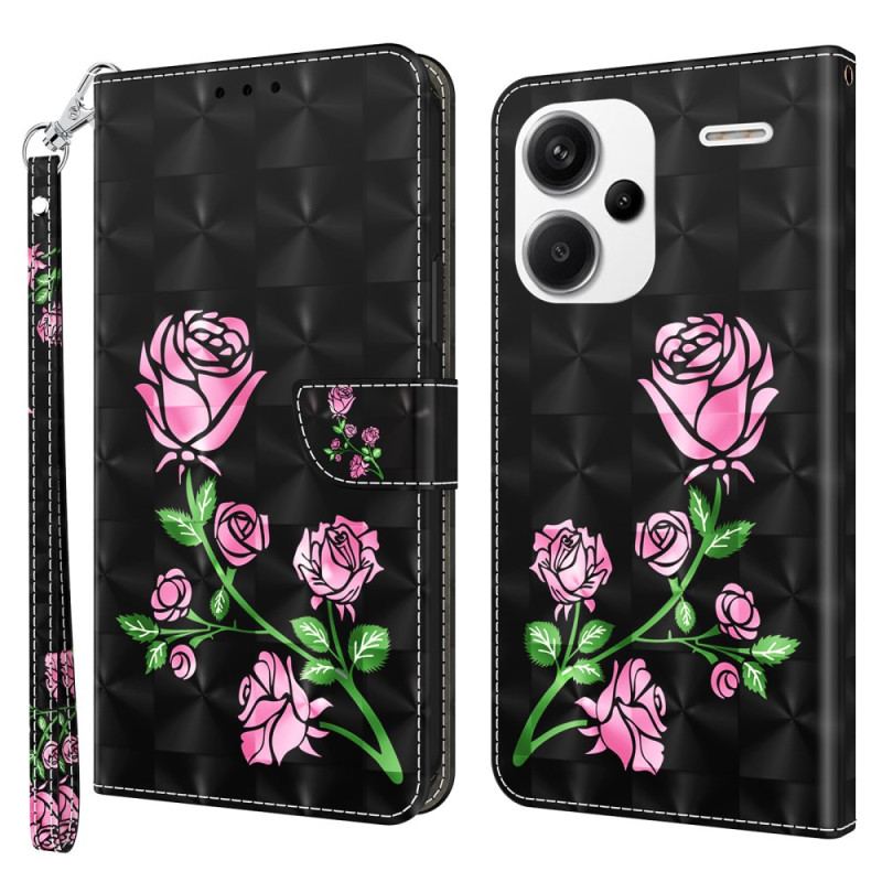 Housse Xiaomi Redmi Note 13 Pro Plus 5G Fleurs Roses à Lanière