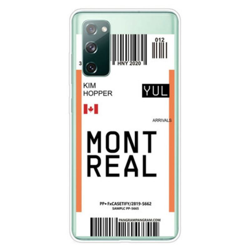 Coque Samsung Galaxy S20 FE Boarding Pass to Montreal