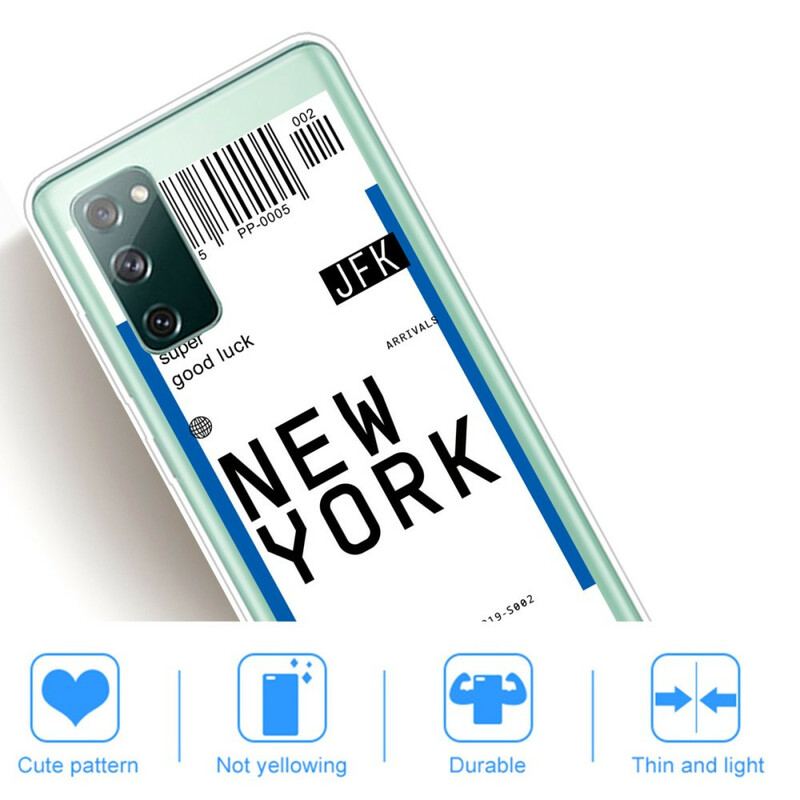 Coque Samsung Galaxy S20 FE Boarding Pass to New York