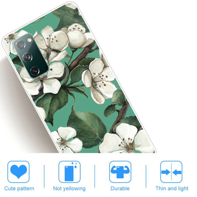 Coque Samsung Galaxy S20 FE Fleurs Blanches Peintes