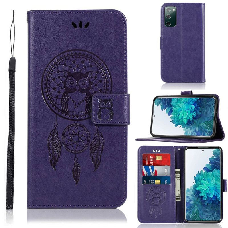 Housse Samsung Galaxy S20 FE Effet Cuir Attrape Rêves Hibou