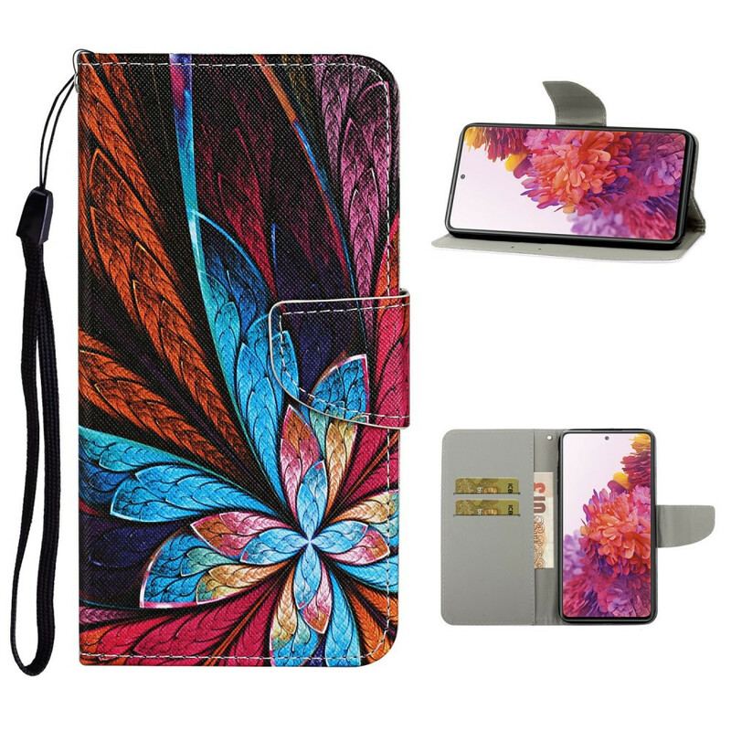 Housse Samsung Galaxy S20 FE Feuilles Colorées avec Lanière