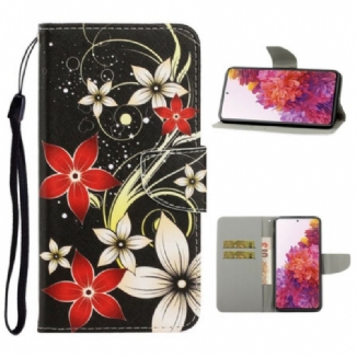 Housse Samsung Galaxy S20 FE Fleurs Colorées à Lanière