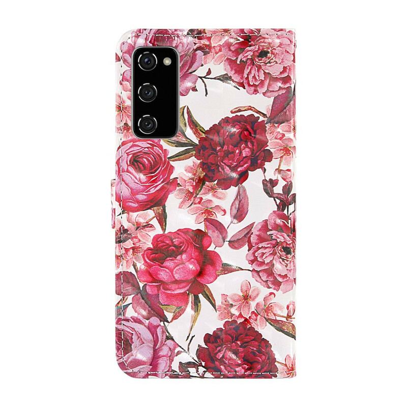 Housse Samsung Galaxy S20 FE Light Spot Roses avec Lanière