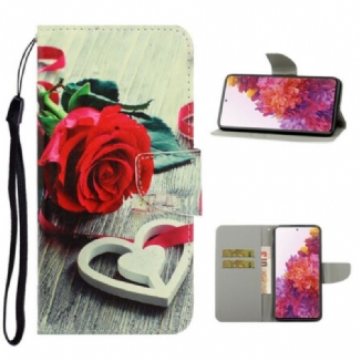 Housse Samsung Galaxy S20 FE Rose Romantique à Lanière