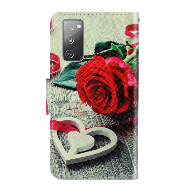 Housse Samsung Galaxy S20 FE Rose Romantique à Lanière