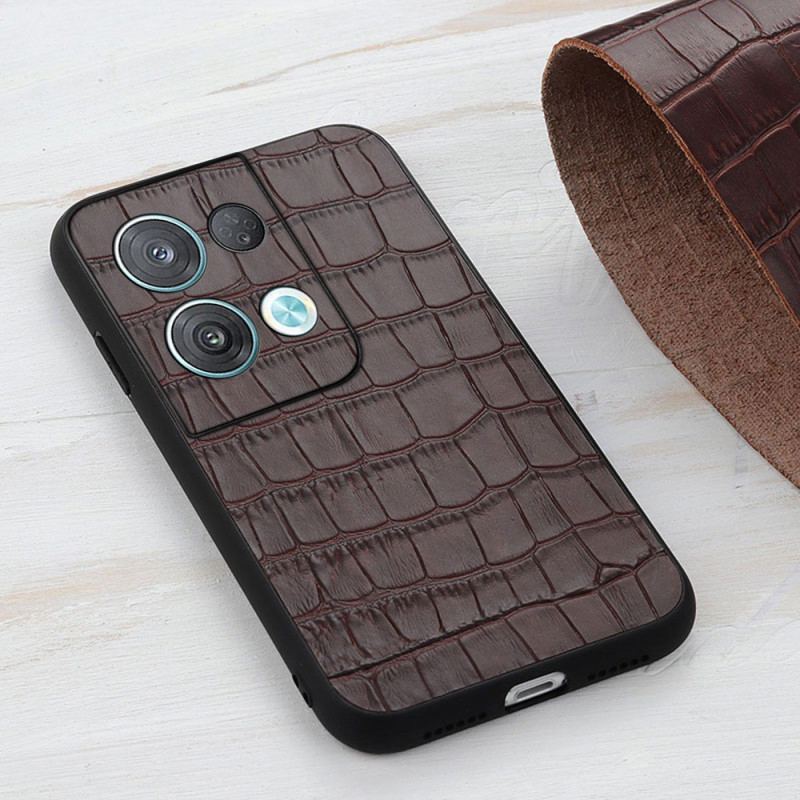 Coque Oppo Reno 8 Pro Véritable Cuir Style Crocodile