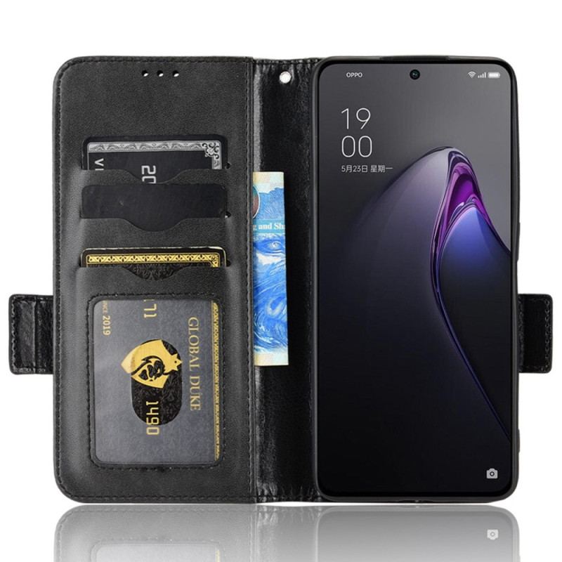 Housse Oppo Reno 8 Pro Double Fermoir à Lanière