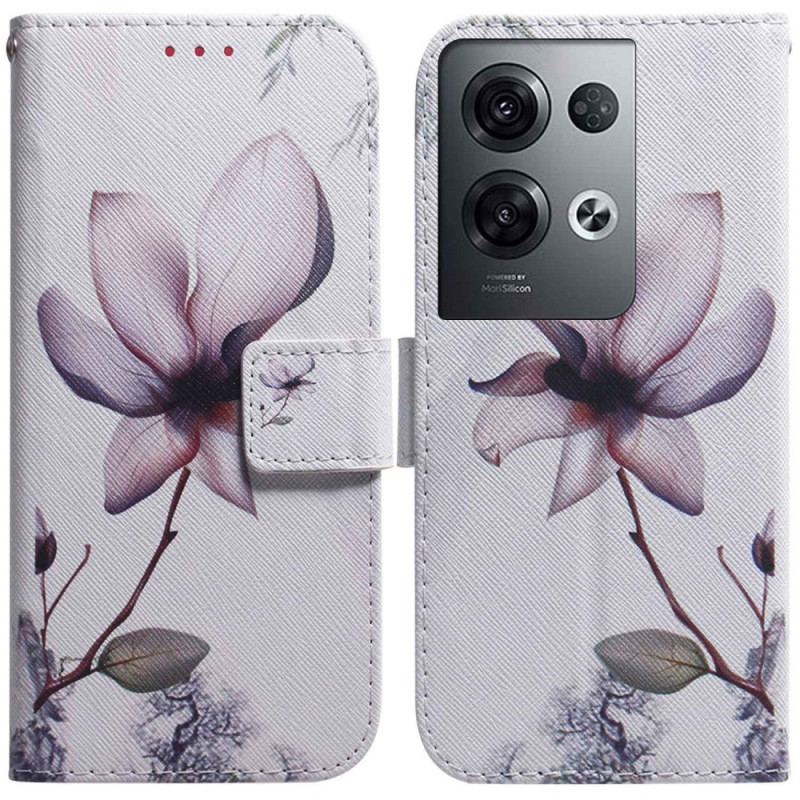 Housse Oppo Reno 8 Pro Fleur Vintage à Lanière