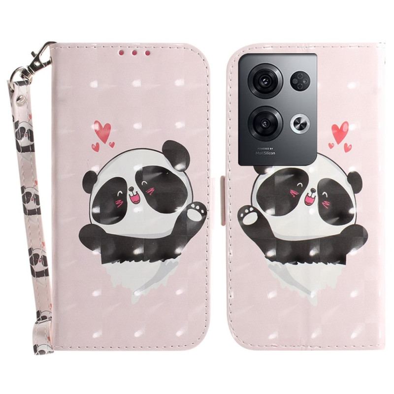 Housse Oppo Reno 8 Pro Panda Love avec Lanière