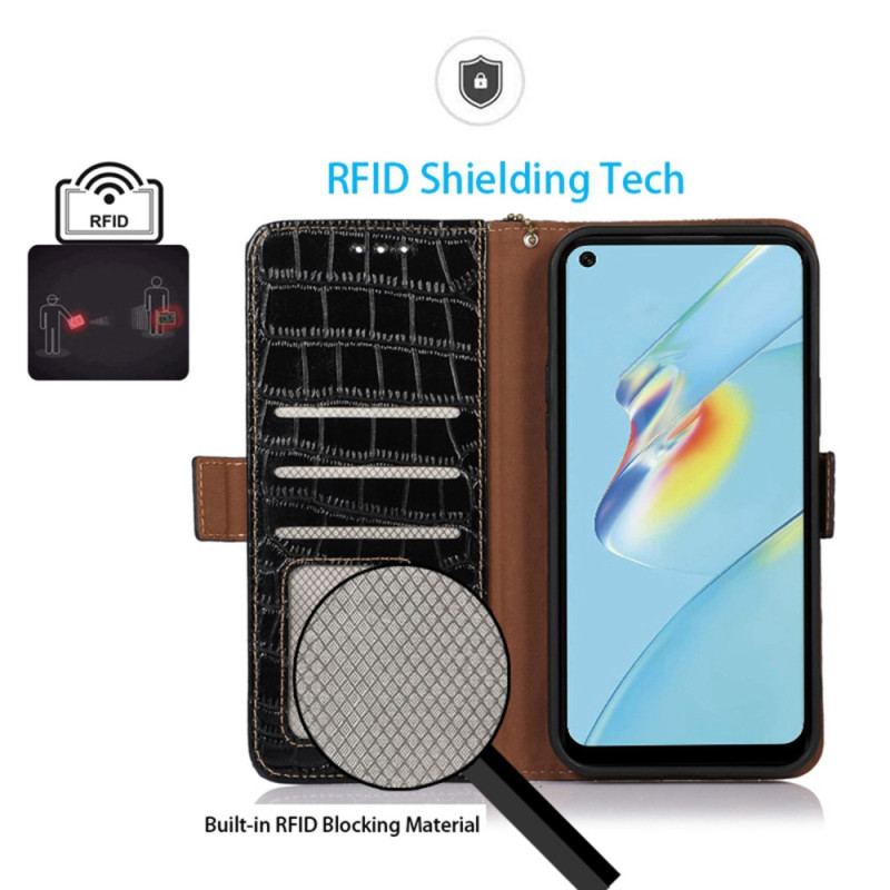 Housse Oppo Reno 8 Pro Style Crocodile RFID