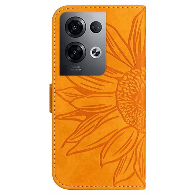 Housse Oppo Reno 8 Pro Tournesol à Lanière