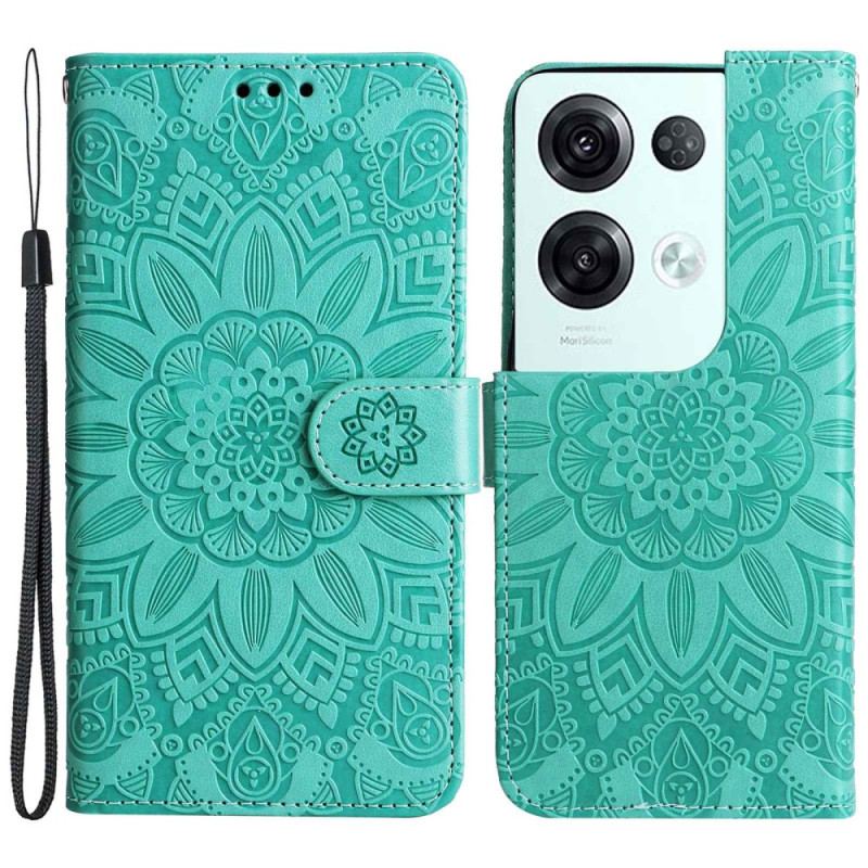 Housse Oppo Reno 8 Pro Tournesol à Lanière