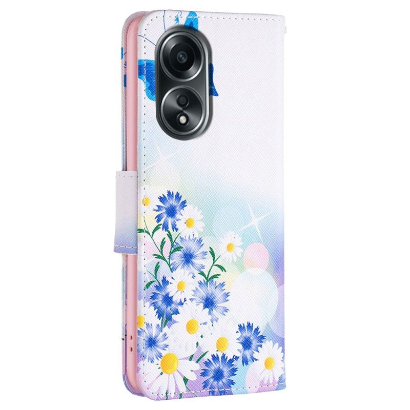 Housse Oppo A58 / A98 5G Papillon et Fleurs Aquarelle