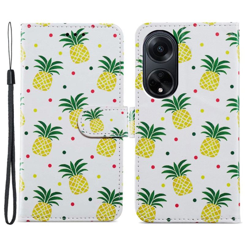 Housse Oppo A98 5G Ananas à Lanière