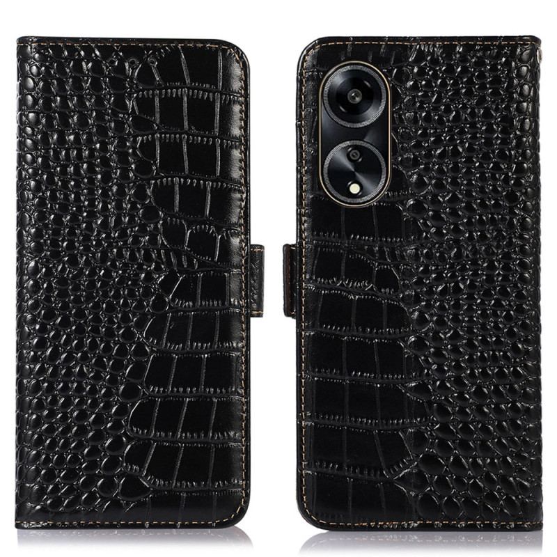 Housse Oppo A98 5G Blocage RFID Style Crocodile KHAZNEH