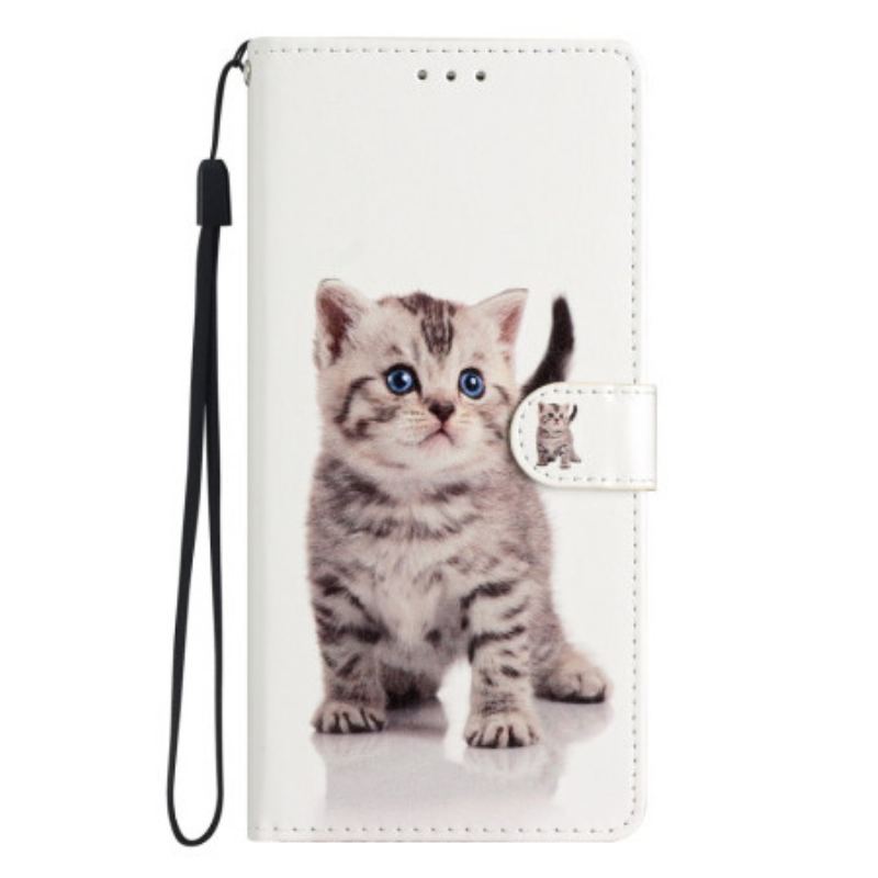 Housse Oppo A98 5G Chat Mignon à Lanière