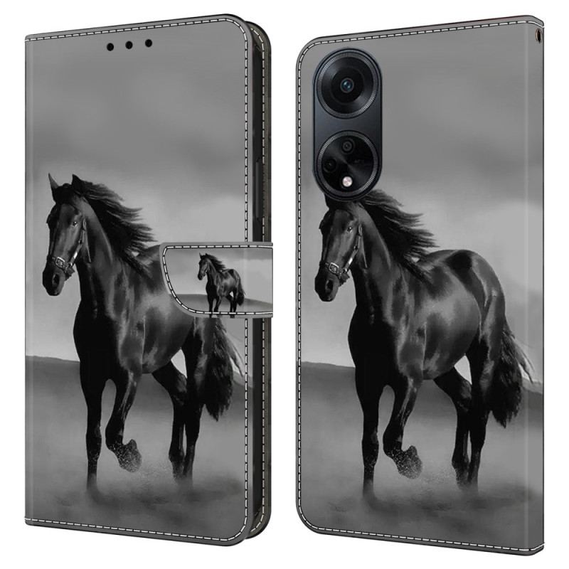 Housse Oppo A98 5G Cheval Noir