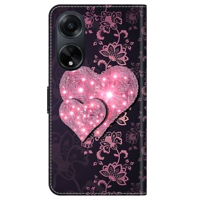 Housse Oppo A98 5G Coeurs de Dentelle