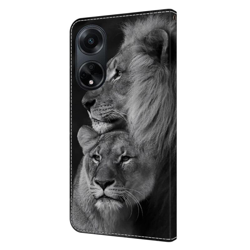 Housse Oppo A98 5G Couple de Lions