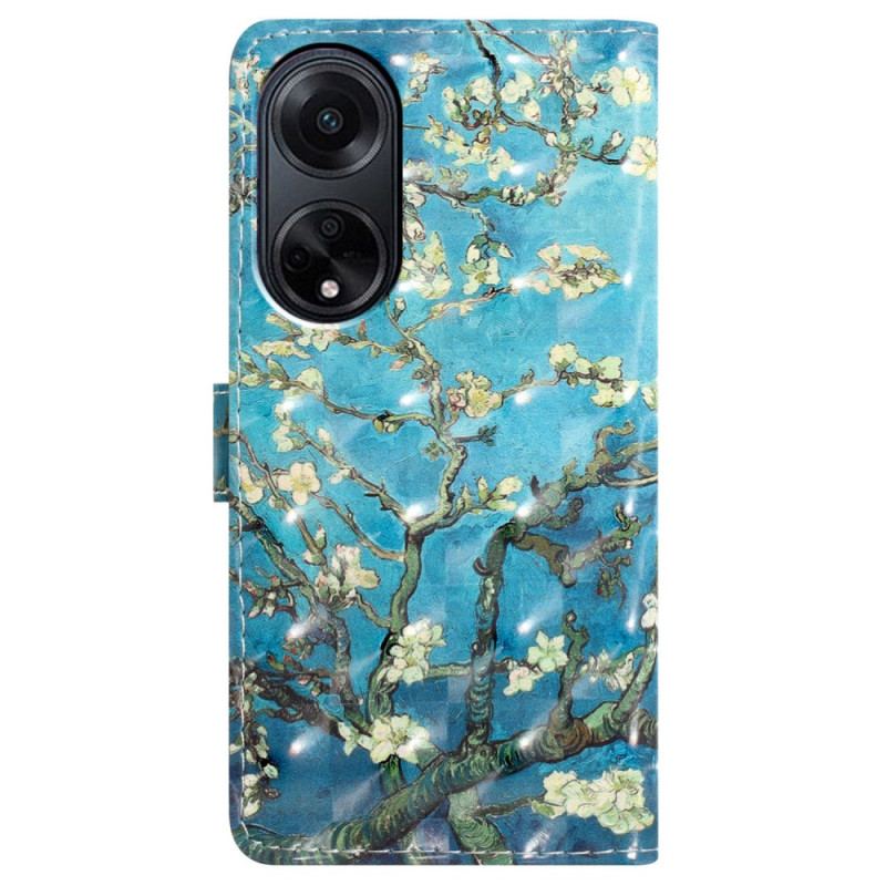 Housse Oppo A98 5G Fleur d'Abricot 3D à Lanière