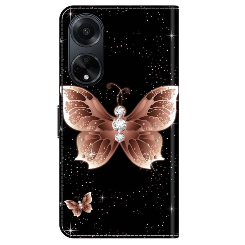 Housse Oppo A98 5G Papillon Diamant Rose