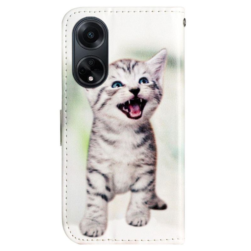 Housse Oppo A98 5G Petit Chaton à Lanière