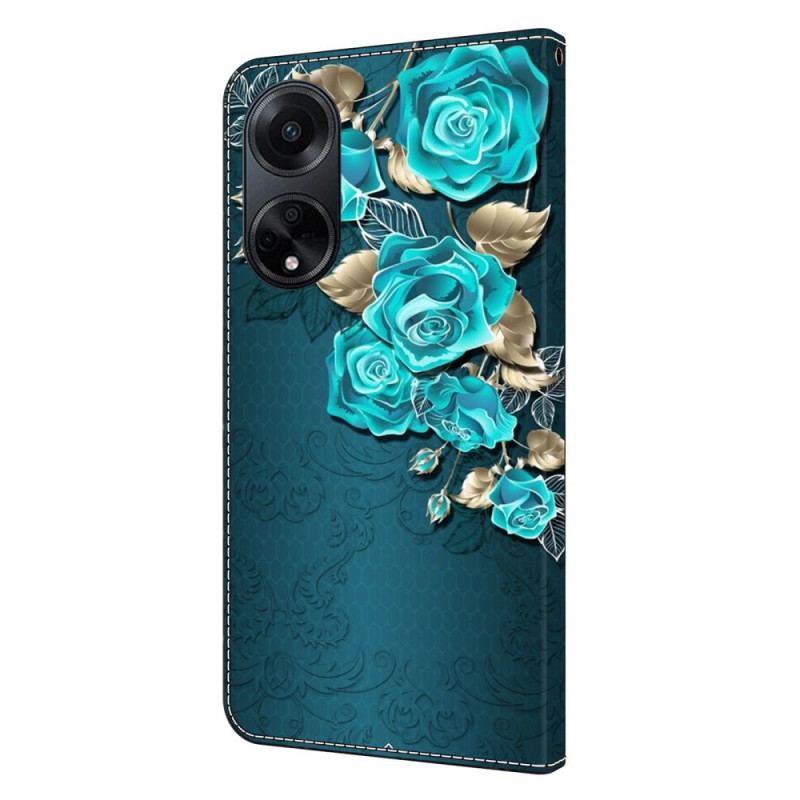 Housse Oppo A98 5G Roses Bleues