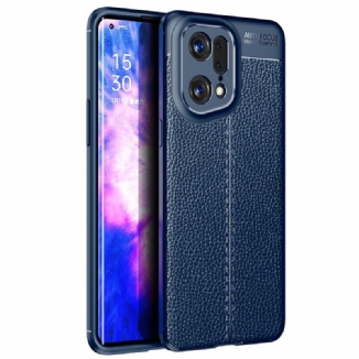 Coque Oppo Find X5 Pro Effet Cuir Litchi Double Line